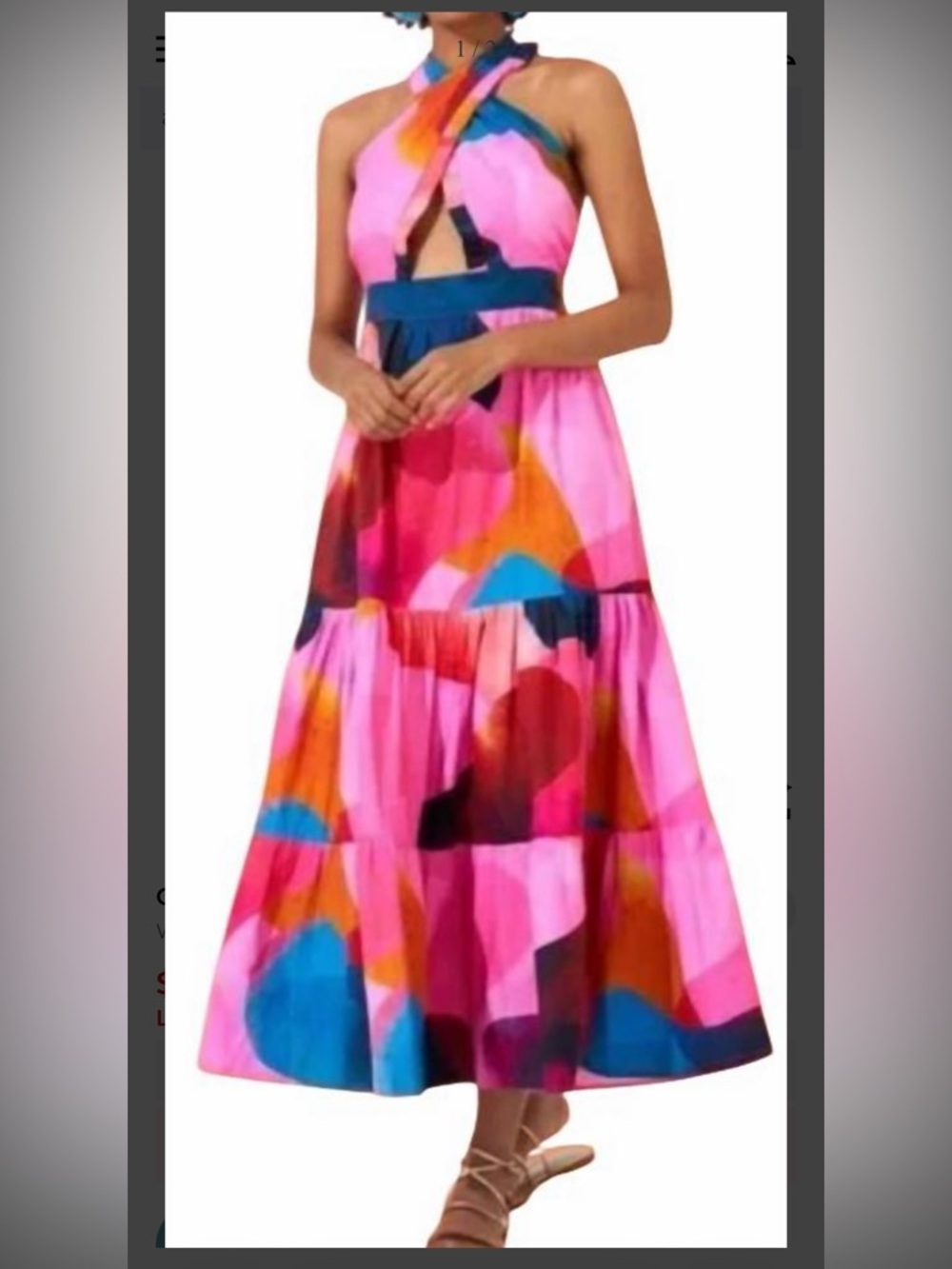 Oliphant 🌸Vibrant Pink Multi-Color Womens Twirl Dress